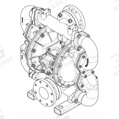 SANDPIPER Air Operated Double Diaphragm Pump: Cast Iron Body, 4 in, Flange Connection - Cast Iron Housing AODD Pumps