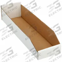 PACKAGING CORPORATION OF AMERICA Corrugated Shelf Bin: 23 in Overall Lg, 6 1/4 in x 4 3/4 in, White (MPN 5W223). Key specifications — Brand: PACKAGING CORPORATION OF AMERICA; % Recycled Content: 30-45%; Manufacturer Part Number: 5W223; Includes Dividers: Dividers Not Included; Electrostatic Discharge: Not Electrostatic Discharge Conductive.