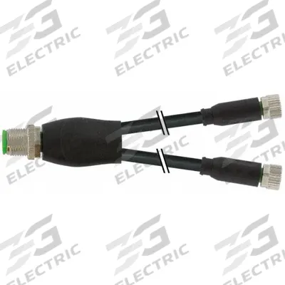 MURRELEKTRONIK Cordset: M12 Male Straight X (2) M8 Female Straight, PUR, Black - M12 x M8 Y-Distributor Cordsets with PUR Jacket for Twisting Applications