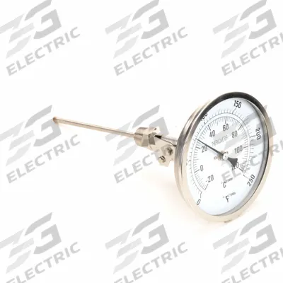 APPROVED VENDOR Dial Thermometer: 0°F to 250°F /-20°C to 120°C, ±1% Accuracy - Adjustable-Angle Thread-Mount Dial Thermometers