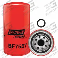 BALDWIN FILTERS Fuel Filter: Spin-On, 3 11/16 in Outside Dia, 1"-14 Thread Size, Cellulose, BF7557. Key specifications — attr1137520: BF7557; attr434022: BALDWIN FILTERS; attr427730: Cellulose; attr427731: G381-A Integral Gasket; attr1017112: Buses; attr1017113: Allis-Chalmers.