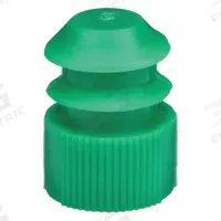 Stopper: Polyethylene, 11 to 13 Stopper Size, 0.5 in Top Dia, 0.6 in Overall Ht, Green, 0 Holes (MPN 276145-000G). Key specifications — Standards: REACH; Brand: DYNALON; Color: Green; Stopper Size: 11 to 13; Material: Polyethylene.