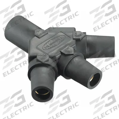 HUBBELL 3-Fer: Male-Female-Female-Female, Black, 600V AC/600V DC, 400 A - 3-Fer Triple-Tap Tees