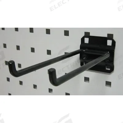 APPROVED VENDOR Double Rod Pegboard Hook: 6 1/4 in x 2 1/4 in, Screw-In, Surface - Hooks for Square-Hole Pegboard