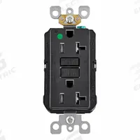 LEVITON Duplex Receptacle Outlet: Hospital Grade, Duplex, 5-20R, Black, 125V AC, 20 A (MPN AFTR2-HGE)