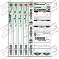 DISASTER MANAGEMENT SYSTEMS Evacuation Tag: Multi-Color, 8 1/2 in Overall Wd, Synthetic Paper, 20 PK (MPN DMS-05582). Key specifications — Brand: DISASTER MANAGEMENT SYSTEMS; Color: Multi-Color; Product Type: Evacuation Tag; Material: Synthetic Paper.