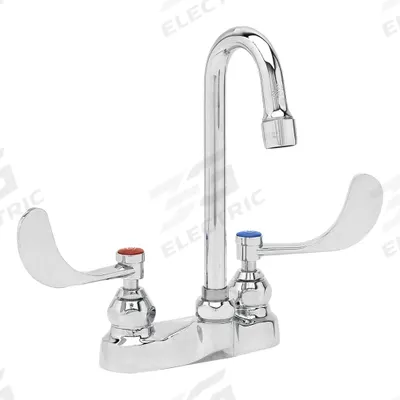 T&S BRASS Gooseneck Kitchen/Bathroom Faucet: Brass, Centerset, Deck, 2 Mounting Holes - Centerset Kitchen Faucets