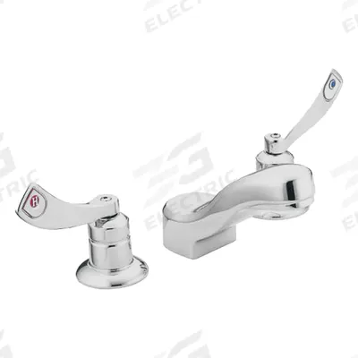 MOEN Low Arc Bathroom Faucet: M-Dura, Brass, Chrome Finish, 1.2 gpm Flow Rate - Widespread Handle Bathroom Faucets