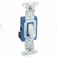 HUBBELL Wall Switch: Toggle Switch, 3-Way, Maintained, White, 120/277V AC, 15 A (MPN SNAP1203W). Key specifications — Illuminated: No; Voltage Rating: 120/277V AC.