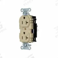 HUBBELL Receptacle: Duplex, 5-20, Ivory, 125V AC, 20 A, 2 Pole / 3 Wire (MPN 5352STI)