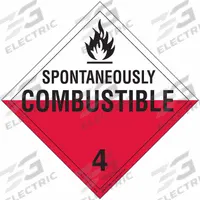 LABELMASTER Spontaneously Combustible Placard: Spontaneously Combustible, 10 3/4 in Label Ht, 25 PK (MPN Z-RVW21). Key specifications — Brand: LABELMASTER; Message: Spontaneously Combustible.