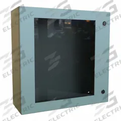 HAMMOND Electrical Enclosure: Steel, 24 in x 24 in x 8 in, NEMA 12/3R/4, Solid with Window Cover (MPN EN4SD24248WGY). Key specifications — Closure Method: 1/4-Turn Latch; Brand: HAMMOND; Knockouts: Not Included.