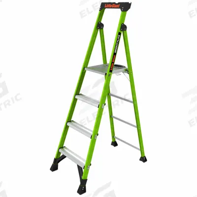 LITTLE GIANT Platform Stepladder: 6 ft Ladder Size, Fiberglass, 300 lb Load Capacity - Non-Conductive Fiberglass Platform Stepladders