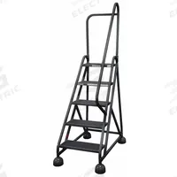 COTTERMAN Rolling Ladder: 3.8 ft Platform Ht, Partially Assembled, Steel, Wt-Actuated Auto-Lock (MPN ST-503 A2 C7 P5). Key specifications — Includes Handrails: Handrails Included; Material: Steel; Brand: COTTERMAN; Color: Black.