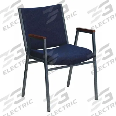 FLASH FURNITURE Stacking Chair: Fabric Seat, Fabric, Steel Frame, Seat Color Navy Blue - Padded Stackable Chairs