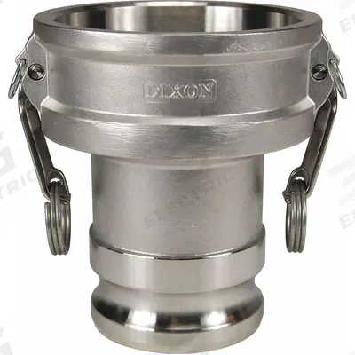 DIXON VALVE & COUPLING Cam and Groove Adapter: 100 psi Max. Working Pressure @ 70 F, 6 3/8 in Overall Lg - Type DA Stainless Steel Cam & Groove Fittings
