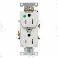 LEVITON Plugs and Receptacles: Hospital Grade, Duplex, 5-15R, White, 125V AC, 15 A, 2 Pole / 3 Wire (MPN T8200-W)