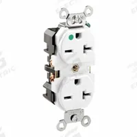 LEVITON Plugs and Receptacles: Hospital Grade, Duplex, 6-20R, White, 250V AC, 20 A, 2 Pole / 3 Wire (MPN 8400-W)