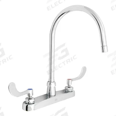 ZURN Gooseneck Kitchen/Bathroom Faucet: AquaSpec, Brass, Centerset, Deck, 2 Mounting Holes - Centerset Kitchen Faucets