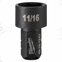 MILWAUKEE Impact Socket: SAE, 11/16 in Socket Size, 6-Point, Short, 1 41/64 in Overall Lg, Friction (MPN 49-16-1647). Key specifications — attr1215501: MILWAUKEE; attr1215515: Black Oxide; attr1215518: 11/16 in.