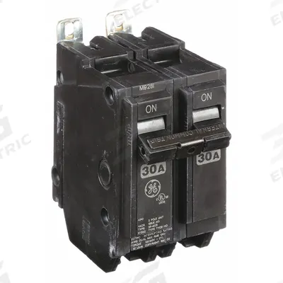 GE Miniature Circuit Breaker: THQB, 30 A, 120/240V AC, Single Phase, 10kA at 120/240V AC - THQB & THHQB Series, Bolt-On GE Miniature Circuit Breakers