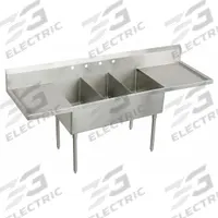 ELKAY Scullery Sink: 3 Bowls, 44 in Overall Ht, 93 in Overall Lg, 27 1/2 in Overall Wd, Widespread (MPN WNSF8345LR4). Key specifications — Brand: ELKAY.