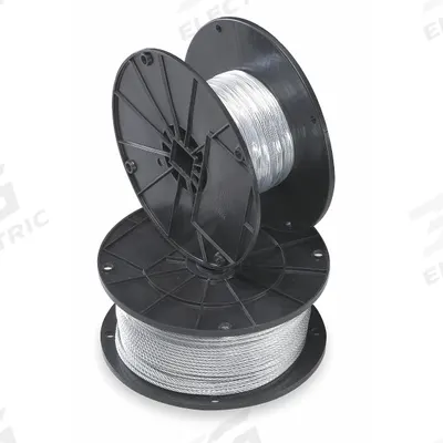 B-LINE BY EATON Wire Rope: Galvanized Steel, 7 x 7, 340 lb Working Load Limit - Galvanized-Steel Wire Rope