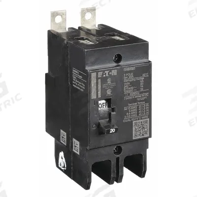 EATON Miniature Circuit Breaker: 20 A, 277/480V AC, Single Phase, 14kA at 277/480V AC - GHB Series, Bolt-On Eaton Cutler-Hammer Miniature Circuit Breakers