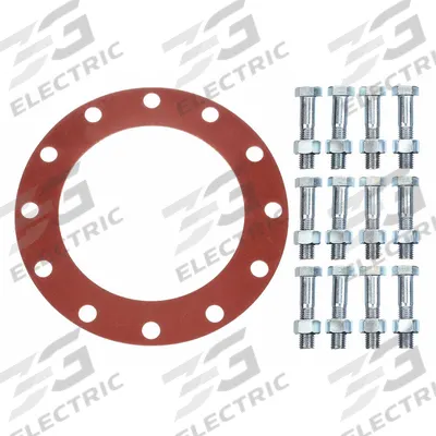 Grainger Full Face Flange Gasket: Class 150, SBR, For 10 in Pipe, 1/8 in Thick, Red - SBR Full-Face Gaskets with Flange Bolts