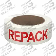 TAPECASE Packing Tape: 2 in Imperial Tape Wd, 55 yd Imperial Tape Lg, 1.9 mil Tape Thick, Repack (MPN 15C757). Key specifications — Product Type: Preprinted Messaging Packing Tape; Message: Repack; Brand: TAPECASE; Tape Series: 150SP.