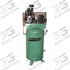 SPEEDAIRE Electric Air Compressor: 7.5 hp, 2 Stage, Vertical, 80 gal, 23.1 cfm, 175 psi, 208V AC (MPN 4XA65). Key specifications — attr48430: SPEEDAIRE; attr48445: 60 Hz; attr48448: Oil Site Glass; attr48450: 208V AC; attr48474: Single; attr48487: Vertical.