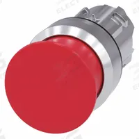 SIEMENS Mushroom Head Push Button: Red, 22 mm Mounting Size, Metallic, Momentary (MPN 3SU1050-1AD20-0AA0). Key specifications — Brand: SIEMENS; Action: Momentary; Series: 3SU; Push Button Material Type: Metallic.