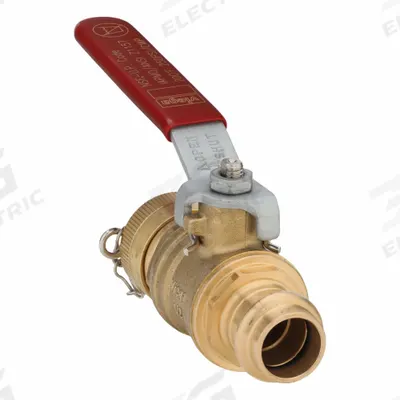 VIEGA PROPRESS Manual Two-Way Ball Valve: 1/2 in Size, Brass/Bronze, Straight - Bronze Ball Valves with Dust Cap & Chain