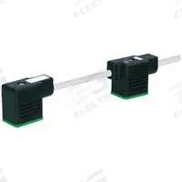 MURRELEKTRONIK Cordset: (2) DIN Form BI Female Right Angle x Bare Wire, 10 m Cable Lg, PUR, Gray (MPN 7000-58101-2371000). Key specifications — Wire Size: 18 AWG; Brand: MURRELEKTRONIK; Cable Jacket Color: Gray; IP Rating: IP67; DIN Connector Spacing: 100 mm.
