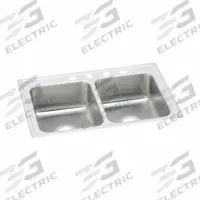 JUST MANUFACTURING Bowl Drop-In Sink: 43 in Overall Lg, 22 in Overall Wd, 7 5/8 in Bowl Dp, 2 Bowls (MPN DL2243A2-J). Key specifications — Brand: JUST MANUFACTURING; Color Family: Silver/Gray.