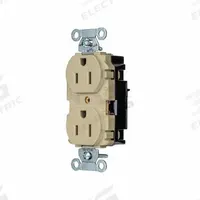 HUBBELL Receptacle: Duplex, 5-15, Ivory, 125V AC, 15 A, 2 Pole / 3 Wire (MPN 5252STI)