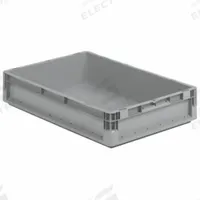 SSI SCHAEFER Straight Wall Tote: 2.9 gal, 16 in x 12 in x 5 in, Stacking Capable, 4 1/2 in Inside Ht (MPN ELB4120.GY1). Key specifications — Material: Plastic; Stackable: Stacking Capable; Brand: SSI SCHAEFER.