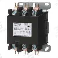 SIEMENS Definite Purpose Magnetic Contactor: 3 Poles, 480V AC, 75 A, Non-Reversing (MPN 42FE35AH). Key specifications — Brand: SIEMENS; Coil Voltage: 380-440/440-480V AC; Contactor Style: HVACR Definite Purpose Contactor; Mounting Style: Surface; Terminal Connection Type: Screw Terminals; Maximum Voltage Rating: 600V AC; Series: 42 Series; Phase: Three.