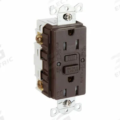 HUBBELL GFCI Receptacle: Duplex, 5-15, Brown, GFCI, 125V AC, 15 A, 2 Pole / 3 Wire (MPN GFRTW15) - General Purpose Receptacles