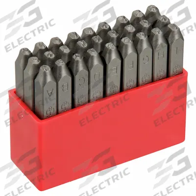 APPROVED VENDOR Hand Stamp Kit: Ampersand (&)/A thru Z, 1/8 in Character Ht - Heavy-Duty Sharp-Face Hand Stamps