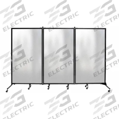 SCREENFLEX Room Divider: 3 Panels, Translucent, Clear Panel, 74 in Overall Ht - Plastic Portable Room Dividers