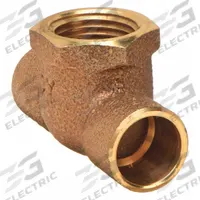APPROVED VENDOR Sweat Fitting Tee: 1/2 in CTS x 1/2 in CTS x 1/2 in Pipe, Cup x Cup x FNPT, Drain (MPN 24W589)