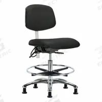 ESD/Cleanroom Task Chair: Vinyl, Armless, Ht Range 21 1/2 in to 29 in, 19 in Seat Wd, 18 in Seat Dp (MPN BR-NECR-MBCH-CR-T1-A0-CF-EG-ESDBLK). Key specifications — Foot Support: Yes; Back Tilt Backward: 13.5°; Back Tilt Forward: 10.5°; Base Material: Aluminum; Brand: APPROVED VENDOR; Product Type: Cleanroom Task Chair; Cleanroom Class: ISO 5; ESD-Safe: ESD-Safe.