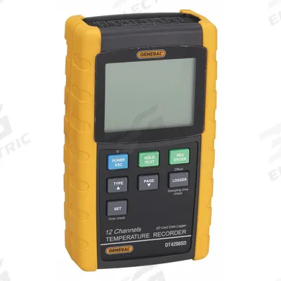 GENERAL Thermocouple Thermometer: -328°F (Type K) to 2,498°F (Type K), 12 Channels - Thermocouple Meters with Cabled Data Output