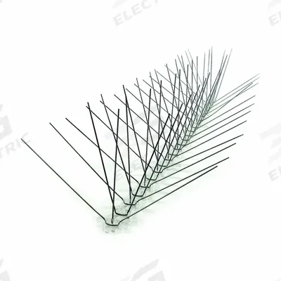 BIRD-X Bird Repellent Spikes: Narrow, Plastic Base, Silver, 10 ft Overall Lg - Bird Spikes