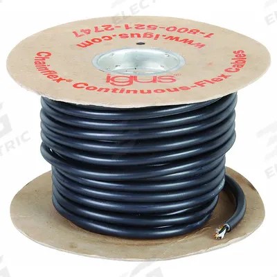 CHAINFLEX Motor Cable: 14 AWG, 4 Conductors, 100 ft, PVC Jacket - Continuous Flexing Power Cables for VFDs