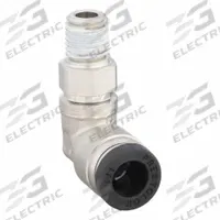 PARKER Push-Fit Elbow Fitting: 1/4 in OD x 1/16 in Pipe Size, Push-to-Connect x MNPTF, Brass, Silver (MPN W169PLP-4-1). Key specifications — Brand: PARKER.