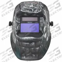 LINCOLN ELECTRIC Welding Helmet: Auto-Darkening, Black/Gray/White, Aztec, W7-W13, 3.78 in x 1.85 in (MPN K4175-4). Key specifications — Color: Gray; Suspension Adjustment Type: Ratchet; Series: Viking 1840; Graphics: Aztec; Viewing Area: 3.78 in x 1.85 in; Brand: LINCOLN ELECTRIC; Grind Mode: Yes; Helmet Material: Proprietary Nylon.