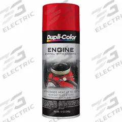 DUPLI-COLOR Automotive Paint: Interior, Engine Accessories/Engine Blocks, Solvent, Solvent-Based (MPN EDE165307). Key specifications — Color: Red; Coverage Area: 12 to 15 sq ft; Compatible Surface Material: Metal; Finish Texture: No Texture; Sheen: Gloss; Surface Texture: Smooth; Brand: DUPLI-COLOR.