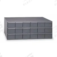 DURHAM MFG Drawer Bin Cabinet: 33 3/4 in x 12 1/4 in x 12 3/4 in, 18 Drawers, Stackable, Steel, Gray (MPN 030-95). Key specifications — Cabinet Material: Steel; Includes Dividers: Yes; Cabinet Finish: Powder Coated; Drawer Color: Gray; Cabinet Style: Drawer; Assembled: Assembled; Drawer Inside WxDxH: (18) 5-7/16 in x 11-11/32 in x 3-3/4 in; Cabinet Color: Gray.